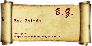 Bek Zoltán névjegykártya